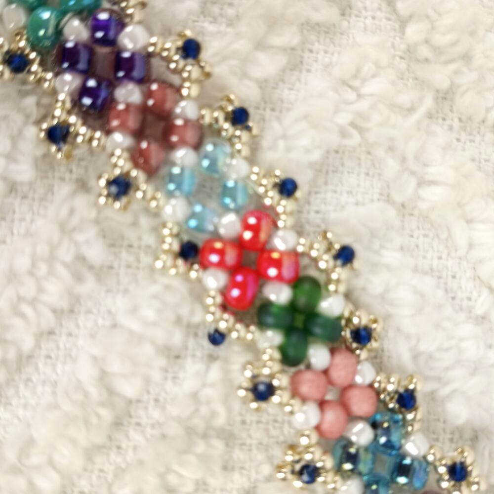 HANDMADE ~ Ruffled Edge Pondo Stitch Bracelet  7¼" - Picture 3 of 5